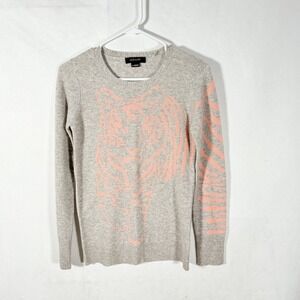 Christopher Fischer XS Cashmere Sweater Tiger Print Gray Pink‎ Women minimalist